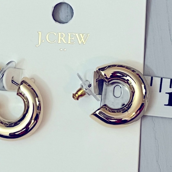 J Crew Factory Chunky Hoop Gold Tone Earrings NWT Hypoallergenic Ear Posts - Picture 5 of 6